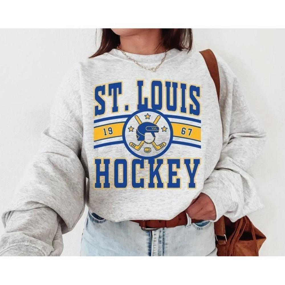 80s St Louis Blues Hockey Classic Team Logo Retro Fan Cozy Winter Sweatshirt
